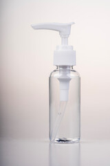 Transparent bottle with white background