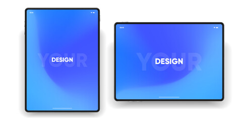 3D Tablet frame less blank screen. Empty screen device tablet mockup element. Can be used for mobile app, UI UX, business presentations. High quality EPS10 ultra realistic tablet with editable screen