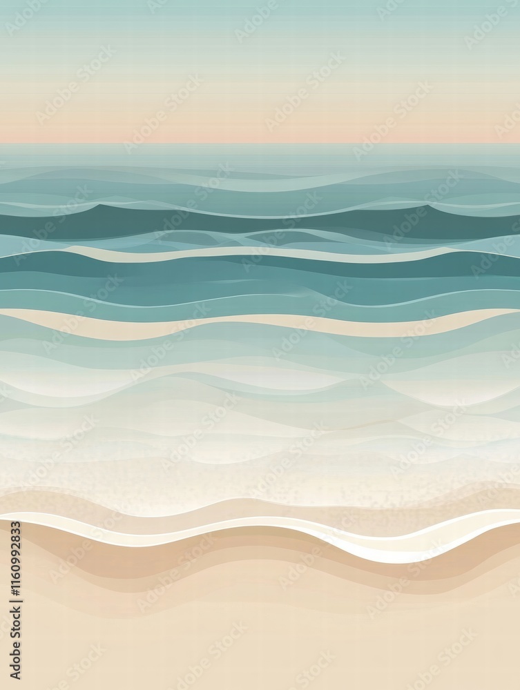 Poster Relaxing beach setting with gentle waves and plenty of space for adding your text. Generative AI
