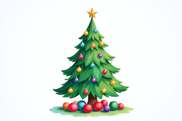 Obraz premium watercolor painting christmas tree set isolation white background colorful decorations surrounding