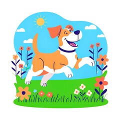 A happy dog in garden 