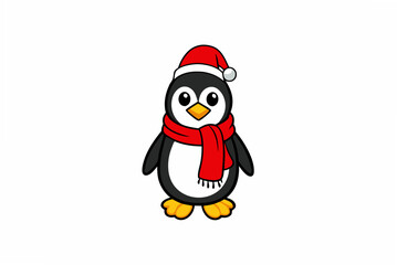 christmas penguin with santa hat