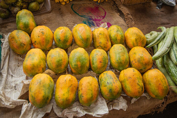 variety of vegetables, fruits, cereals and dried fish in Sri Lanka