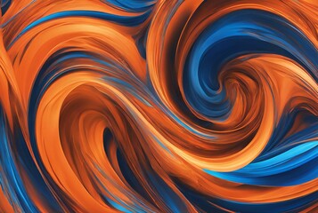 Fototapeta premium Abstract orange and blue background with swirly and curved lines, wavy wallpaper