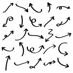 Thin arrows set for business plan, presentation and education. Sign, Symbol, Hand drawn arrow collection.