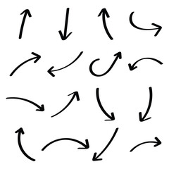 Thin arrows set for business plan, presentation and education. Sign, Symbol, Hand drawn arrow collection.