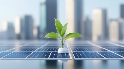 Floating solar farm integrated with business headquarters, representing adaptability in renewable corporate strategies