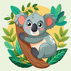 sleepy koala on a tree branch © Rahatul