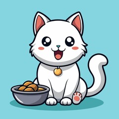 cat with food