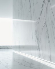 Elegant white marble wall with gray veins glossy finish
