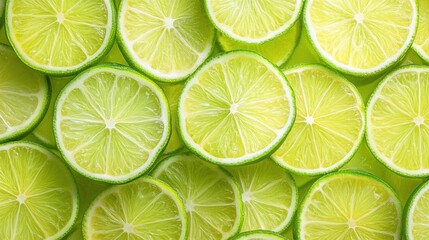 Close-up of many lime slices.