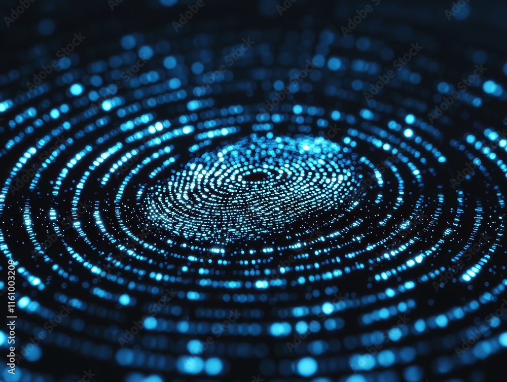 Poster abstract blue light pattern with circles in dark background