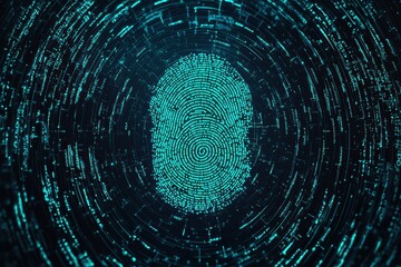 Digital Fingerprint with Futuristic Data Visualization Concept