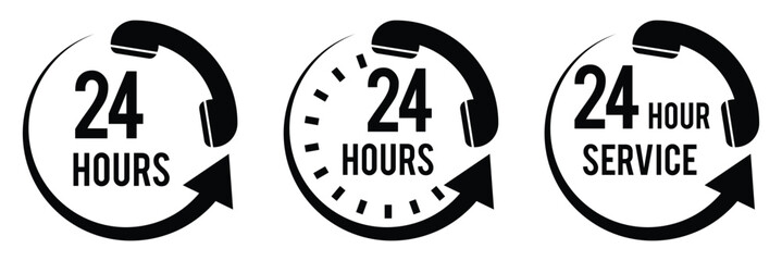 24 hours service icon vector illustration isolated on white background.