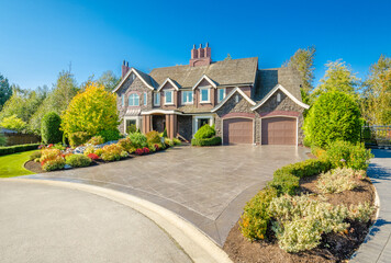 Two story luxury house with beautiful summer  landscape in Vancouver, Canada, North America. Day...