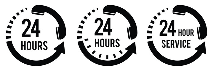 24 hours service icon vector illustration isolated on white background.