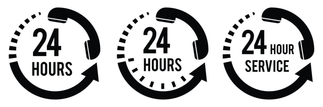 24 hours service icon vector illustration isolated on white background.