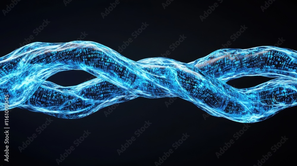 Poster abstract concept of data flow represented as twisted light waves