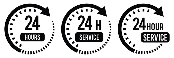 24 hours service icon vector illustration isolated on white background.