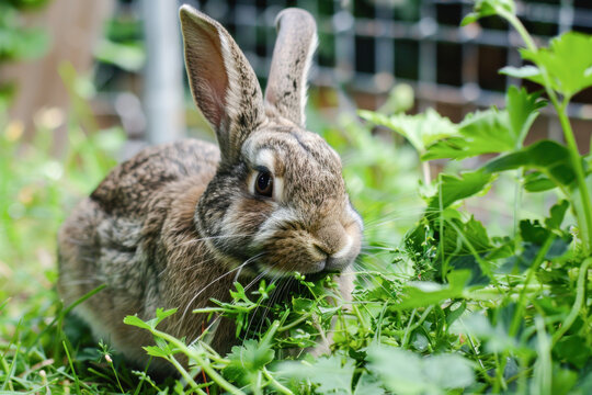 rabbit in grass field - Powered by Adobe