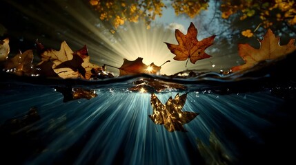 Ethereal Forest with Frozen Leaves Under Still Waters at Dawn