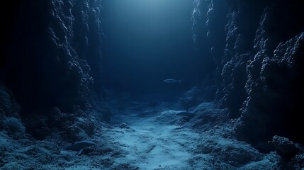 Deep Ocean Abyss: A Dark Underwater Canyon