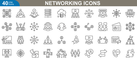 Networking outline icons set vector illustration.