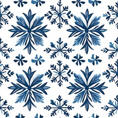 seamless pattern design Elegant blue snowflake pattern design.