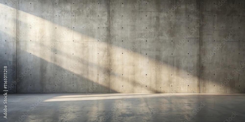 Poster sunlight streaming through a window creates a dramatic spotlight effect on the smooth concrete floor