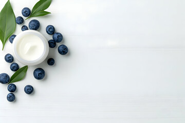 Cream Jar with Blueberries Photo