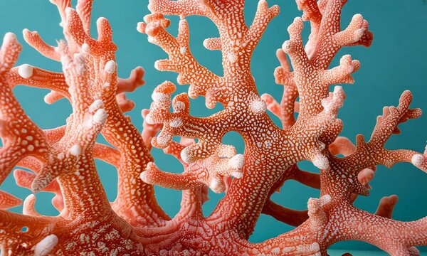 Close-up of vibrant red coral with intricate textures and underwater lighting