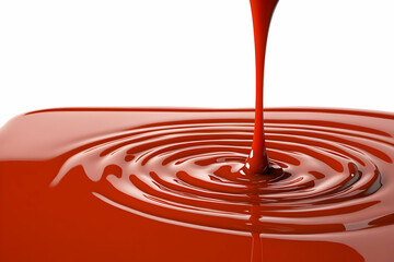 3D Render Red Liquid Pouring Abstract