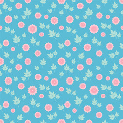 Pink pastel blossom and soft green leaves pattern for fabric and background.