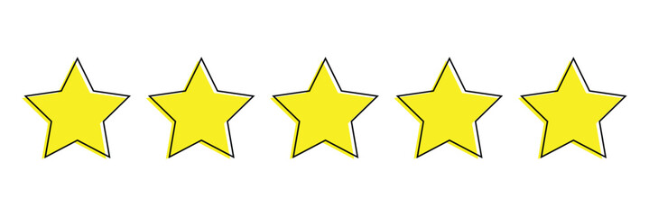 Five star rating icon, customer review, customers rate the product with five stars