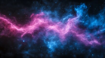 Naklejka premium Cosmic Nebula Pink And Blue Swirling Clouds