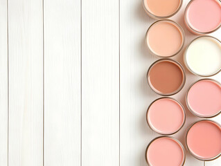 Fototapeta premium Yogurt Cups on White Wood Background Illustration