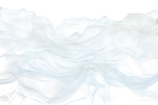 Gentle gray smoke swirls upward with fluid grace, forming abstract patterns against a pristine transparent backdrop. This captivating visual evokes a sense of tranquility