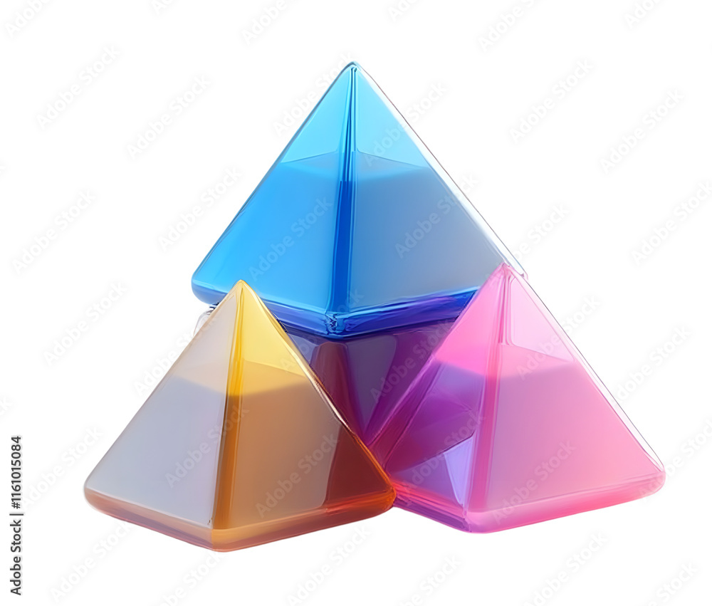 Poster abstract geometric shapes rendered in 3d. elegant, minimal glossy objects on a transparent backgroun