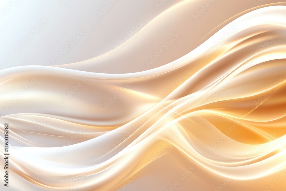 Poster abstract design featuring flowing lines in soft orange and white tones.