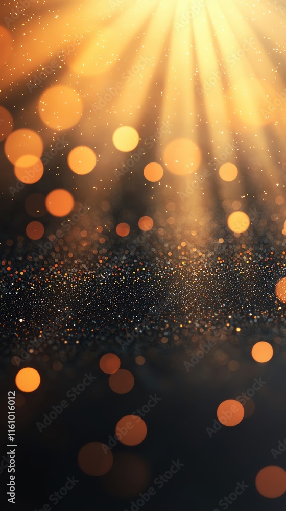 Poster abstract golden lights with bokeh and soft glow create a dreamy atmosphere.