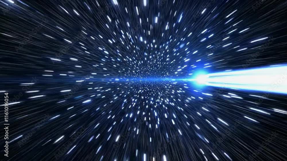 Poster exploring the depths of space through a stunning light-speed journey