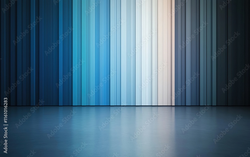 Aufkleber abstract gradient background with vertical stripes in blue tones and smooth floor.