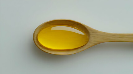 Golden Oil in Wooden Spoon Photo