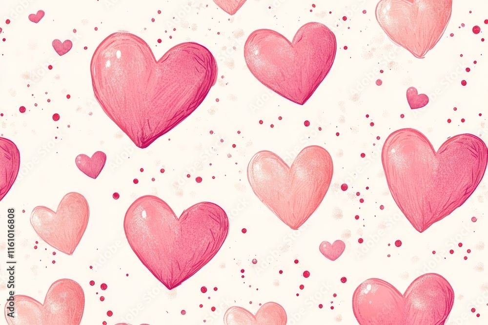 Poster colorful heart patterns in various shades of pink on a light background create a whimsical and cheer