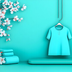 Teal 3D Render Spring Fashion Background