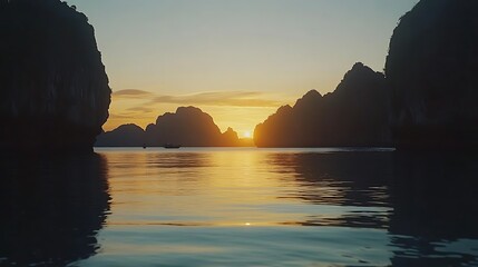 Golden Sunset Between Dramatic Limestone Cliffs