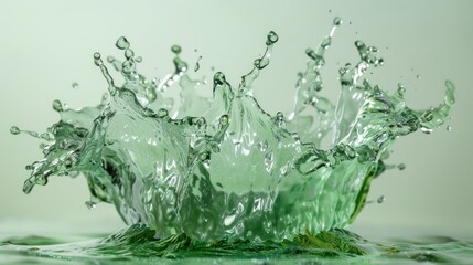 Green liquid splash crown, isolated on light green background.
