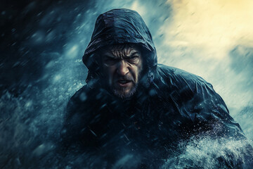 Powerful storm highlights determination of man braving the waves during a harrowing maritime adventure