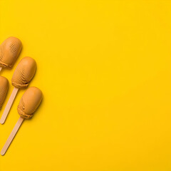 Obraz premium Yellow Background with Caramel Ice Pops