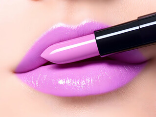 Obraz premium Lilac Lipstick Glamour Closeup Photo